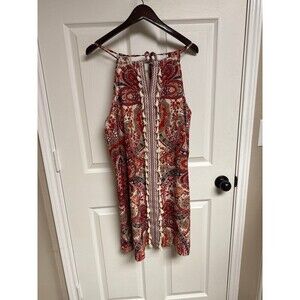 XL Tassel Patterned String Tie Cut Out Midi Dress